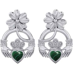 Silver Clover and Claddagh Post Earrings