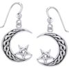 Silver Celtic Moon and Pentacle Earrings