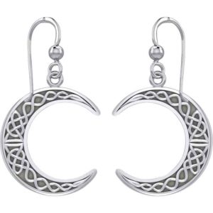 Silver Celtic Crescent Moon Earrings