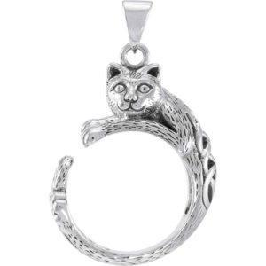 Sterling Silver Celtic Cat Pendant