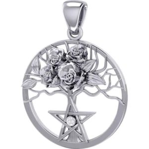 Silver Rose Tree of Life with Pentacle Pendant