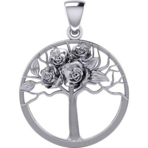 Silver Tree of Life with Roses Pendant