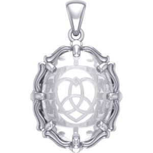 Silver Trinity Heart with Clear Quartz Pendant