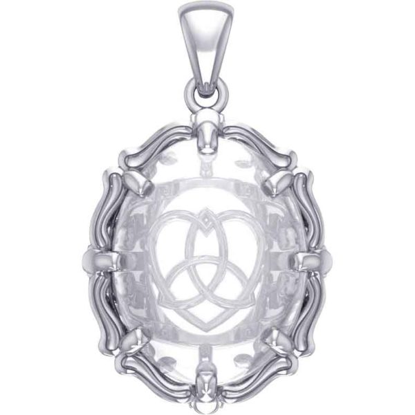 Silver Trinity Heart with Clear Quartz Pendant