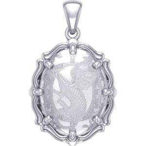 Silver Dragon with Clear Quartz Pendant