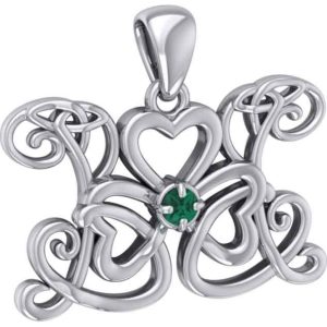 Silver Shamrock Butterfly Gemstone Pendant