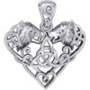 Silver Wolves with Celtic Triquetra in Heart Pendant
