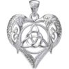 Silver Ravens with Celtic Triquetra in Heart Pendant