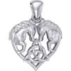 Silver Horses with Celtic Triquetra in Heart Pendant
