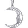 Silver Celtic Moon Raven Pendant