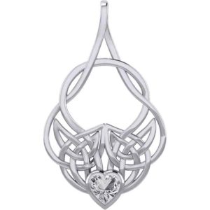 Silver Celtic Knotwork with Heart Gemstone Pendant