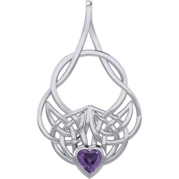Silver Celtic Knotwork with Heart Gemstone Pendant