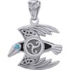 Silver Mythical Raven with Gemstone Pendant