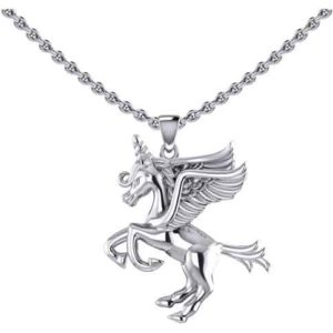 Sterling Silver Winged Unicorn Pendant