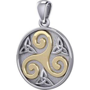 Silver and Gold Celtic Triskele Pendant
