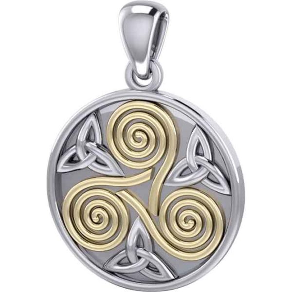 Silver and Gold Celtic Triskelion Pendant