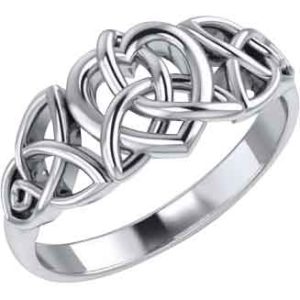 Sterling Silver Triquetra and Heart Ring