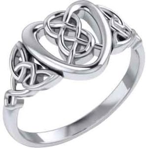 Sterling Silver Knotwork and Hearts Ring