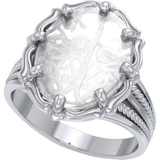 Silver Tree of Life with Clear Quartz Ring