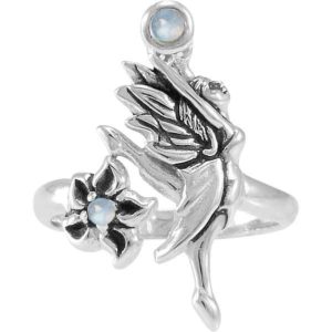 Silver Dancing Fairy with Flower Ring