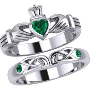 Set of 2 Celtic Claddagh and Knotwork Rings