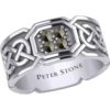 Four Gemstones Silver Knotwork Ring