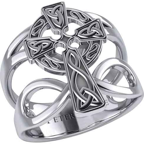 Silver Celtic Cross with Infinity Ring
