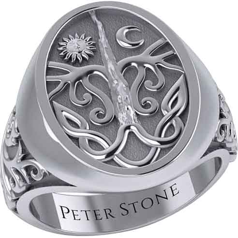 Sterling Silver Tree of Life Signet Ring