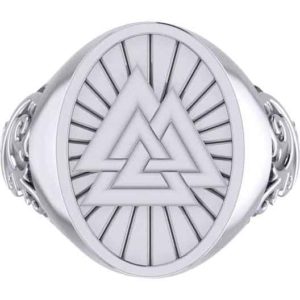 Silver Viking Valknut Signet Ring