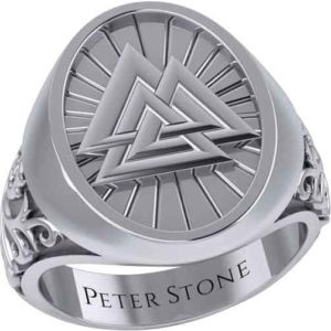 Silver Viking Valknut Signet Ring