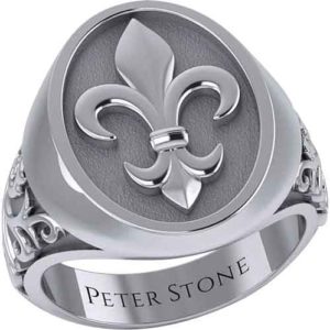 Silver Fleur de Lis Signet Ring