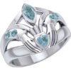 Silver Irish Claddagh with Gemstones Ring