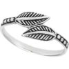 Silver Dual Leaves and Dotted Vine Ring