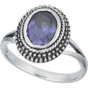 Sterling Silver Amethyst Bali Ring