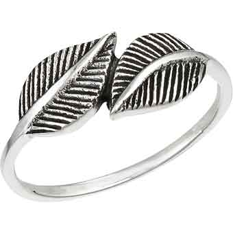Sterling Silver Dual Leaves Ring