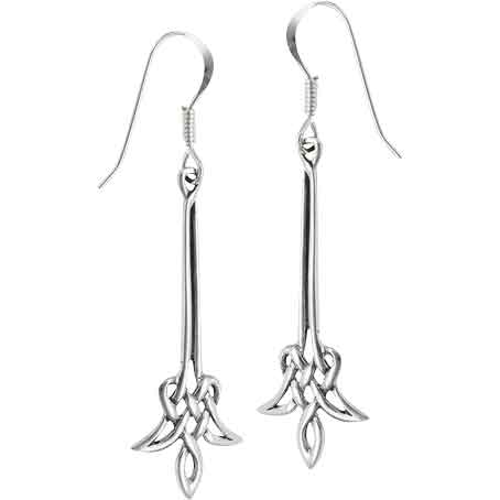 Sterling Silver Knotwork Flower Dangle Earrings
