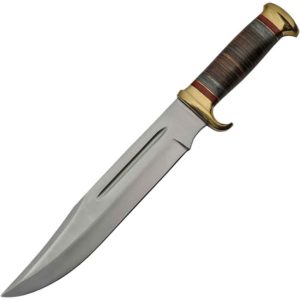 Large Leather Stacked Bowie Knife