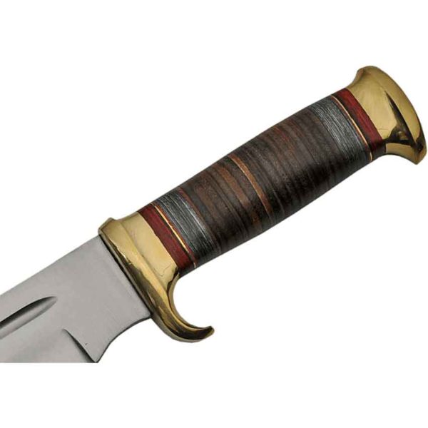 Large Leather Stacked Bowie Knife