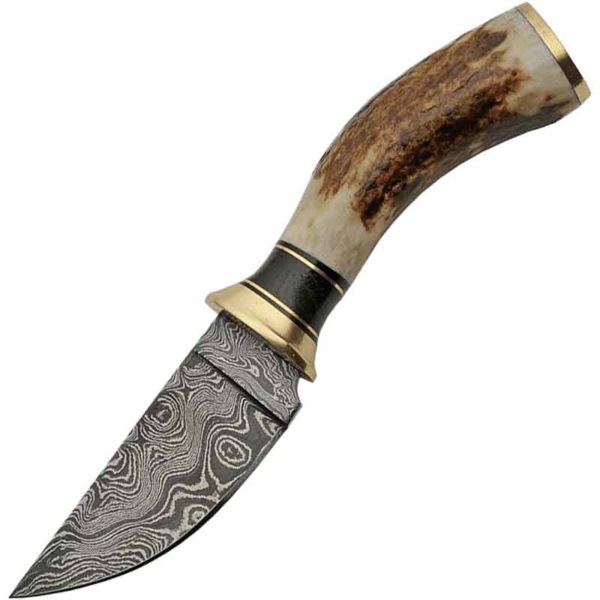 Antler Damascus Skinner Knife