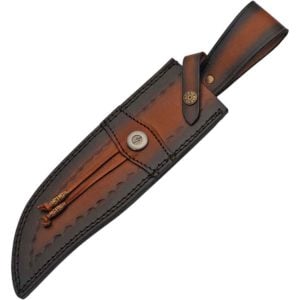 Stacked Leather Damascus Bowie Knife