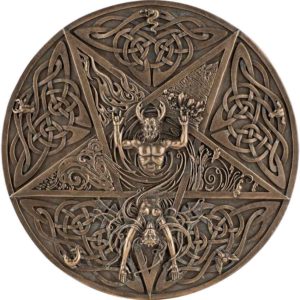 Bronze Horned God and Goddess Elemental Plaque