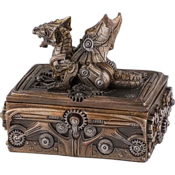 Steampunk Geared Dragon Trinket Box