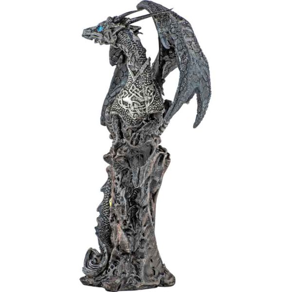 Jeweled Gray Dragon Statue