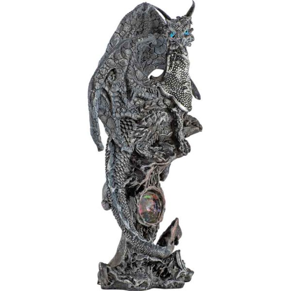 Jeweled Gray Dragon Statue