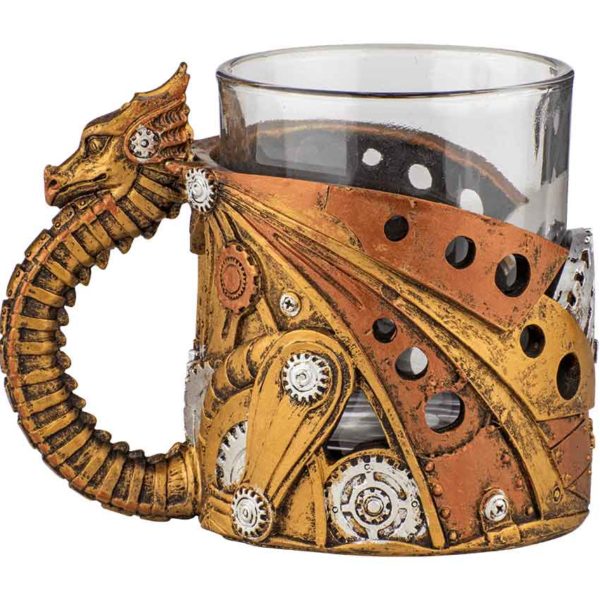 Steampunk Dragon Glass Cup