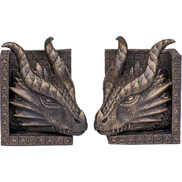Bronze Dragon Head Bookend Set