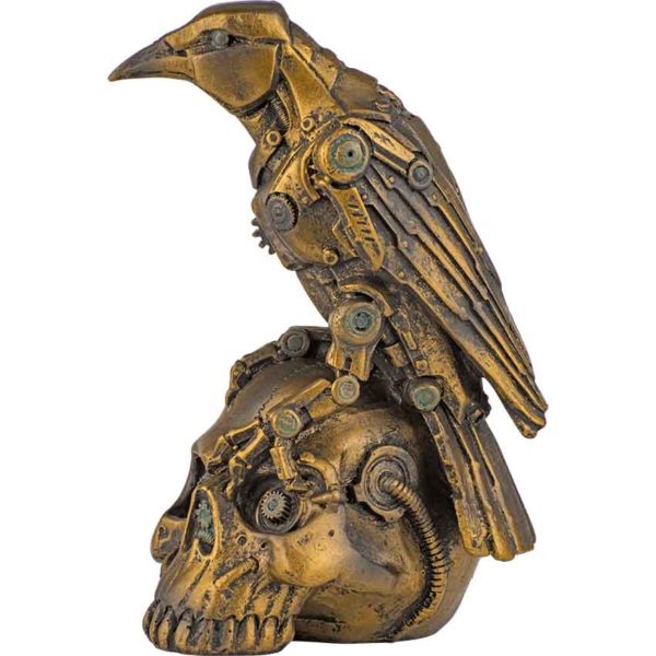 Steampunk Raven on Skull Statue