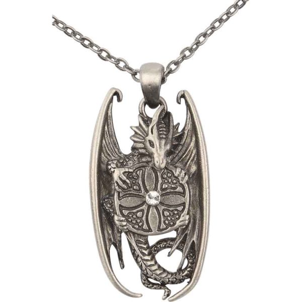 Jeweled Dragon Cross Necklace