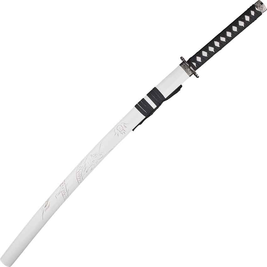 Carved Dragon White Saya Katana