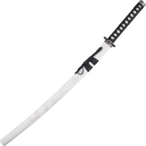 Carved Dragon White Saya Katana